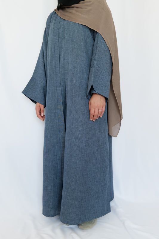 Kamila Abaya In Blue - 2 Pcs Open Abaya Set