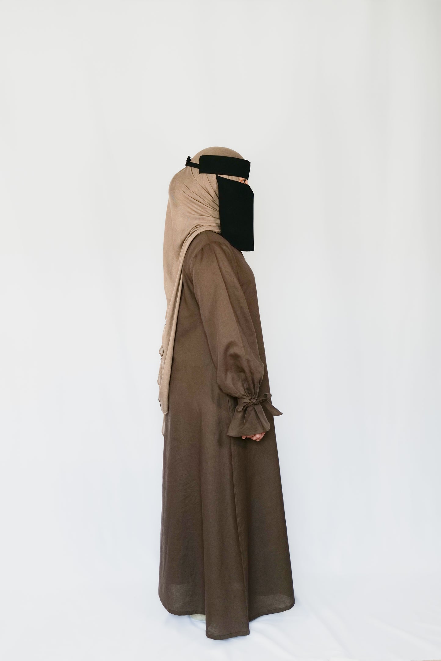 Linen Tie Sleeve Abaya