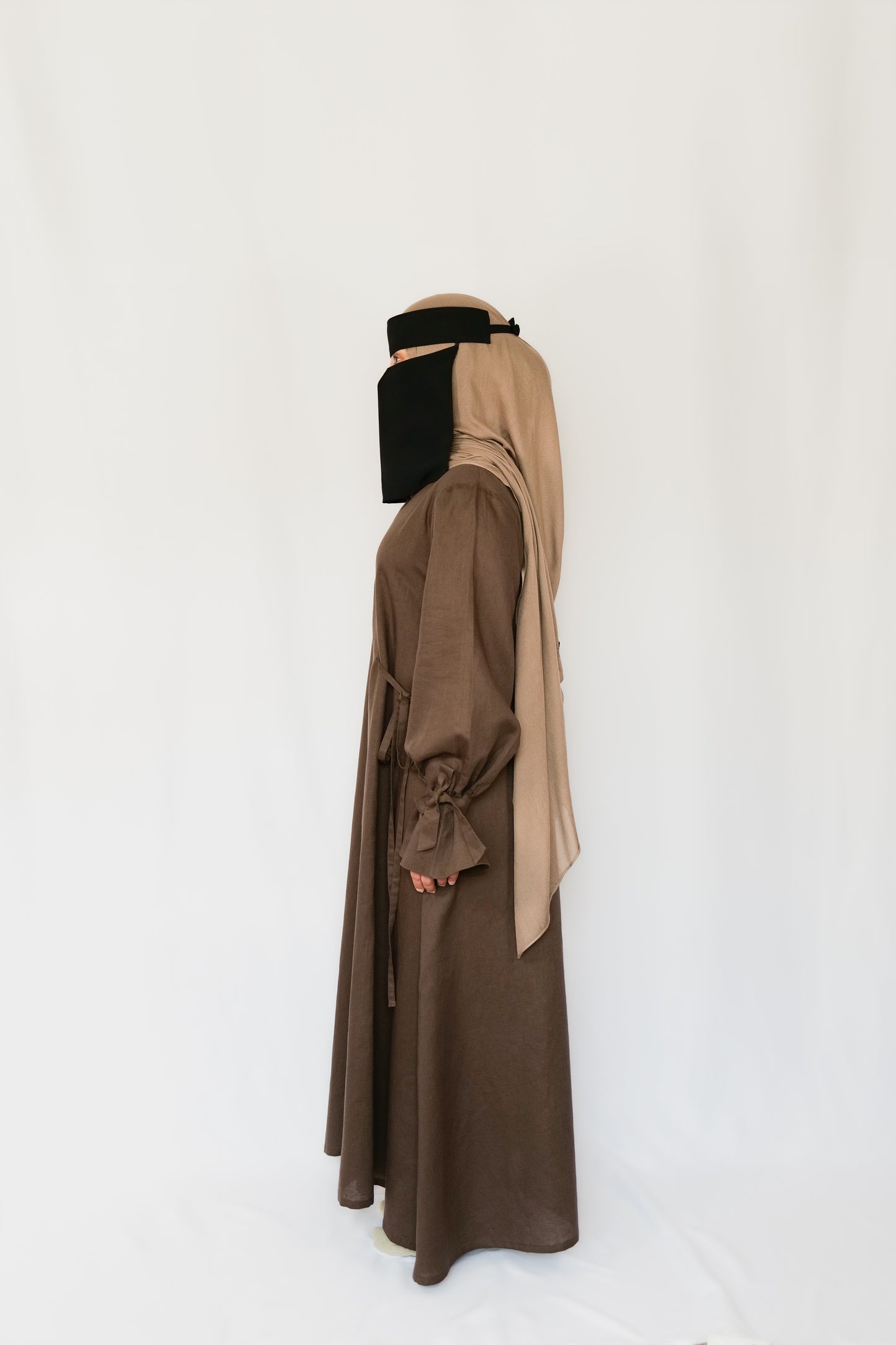 Linen Tie Sleeve Abaya