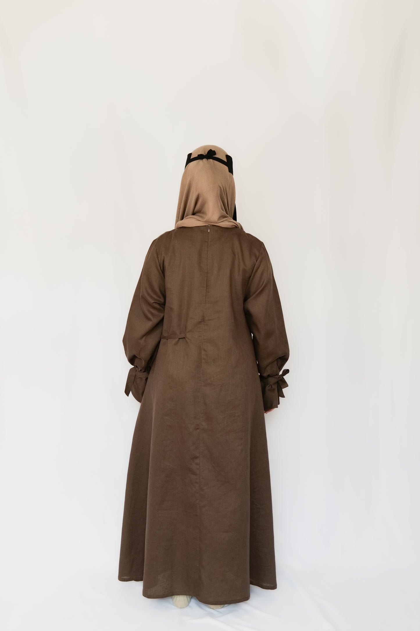 Linen Tie Sleeve Abaya
