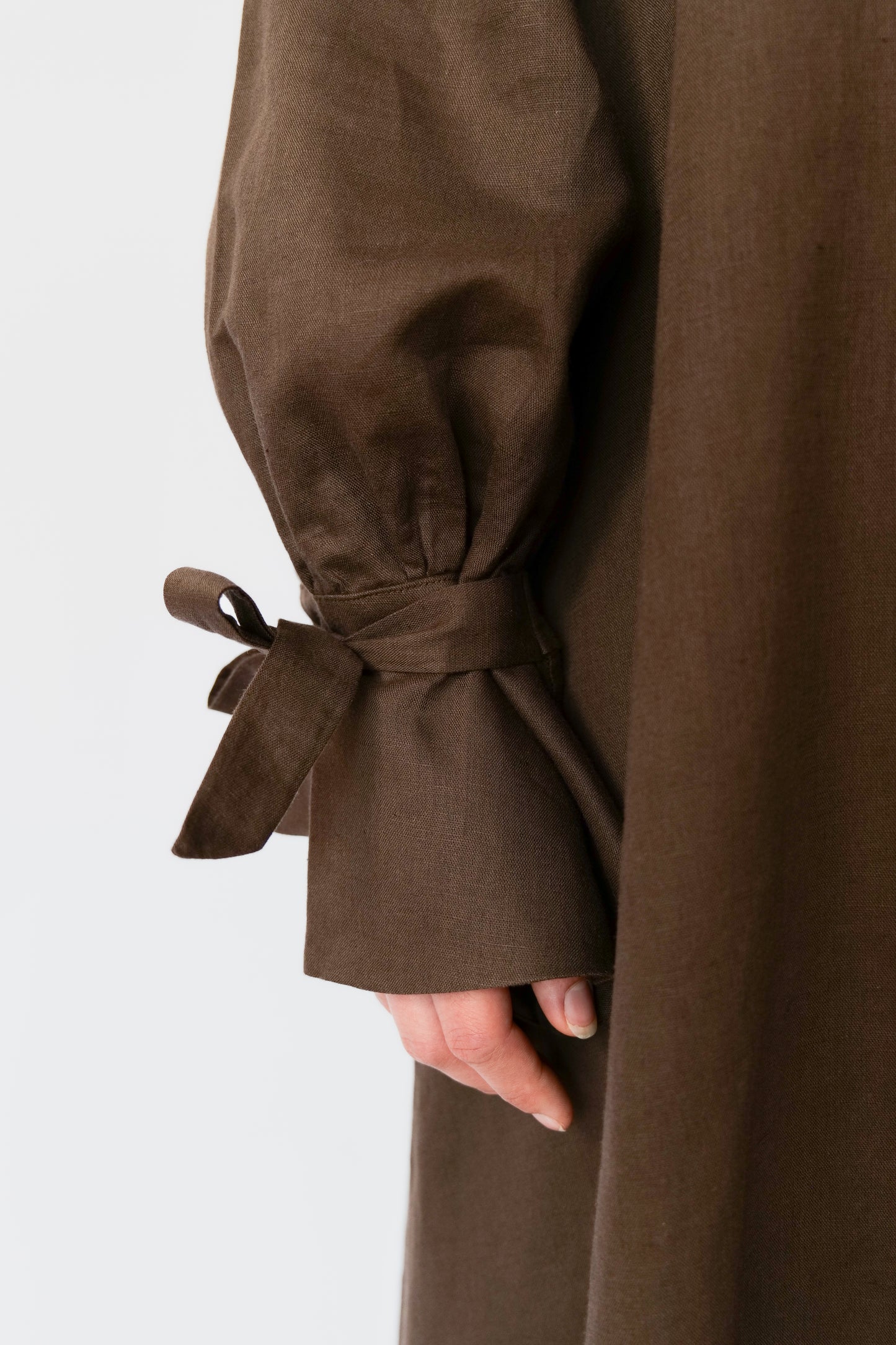 Linen Tie Sleeve Abaya