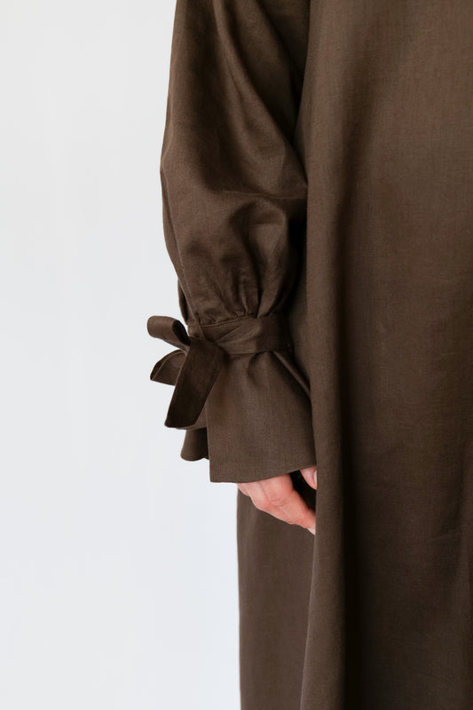 Linen Tie Sleeve Abaya