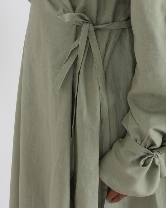 Linen Abaya in Sage Green