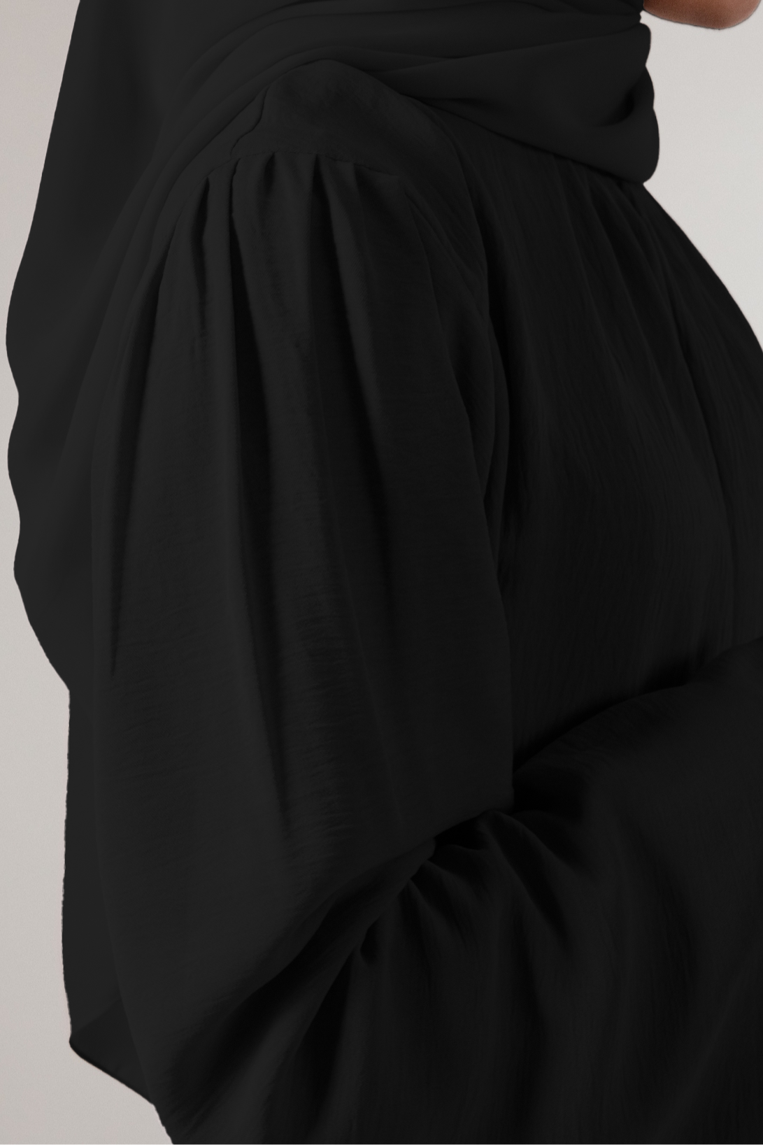black puff sleeve pleated abaya