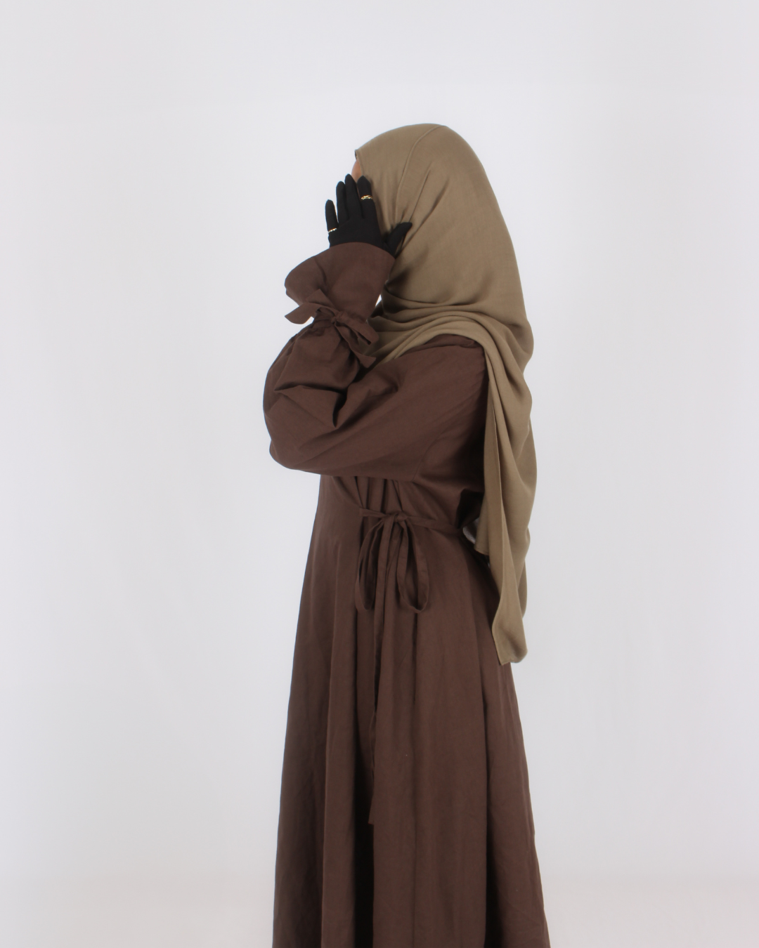 Linen Tie Sleeve Abaya