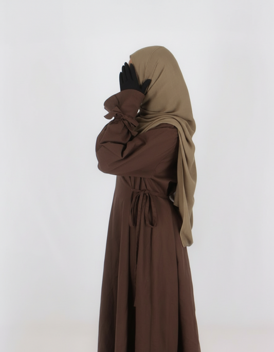 Linen Tie Sleeve Abaya