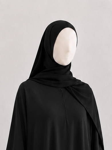 Large Black Chiffon Hijab