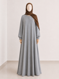 Light Grey Ribbed Abaya