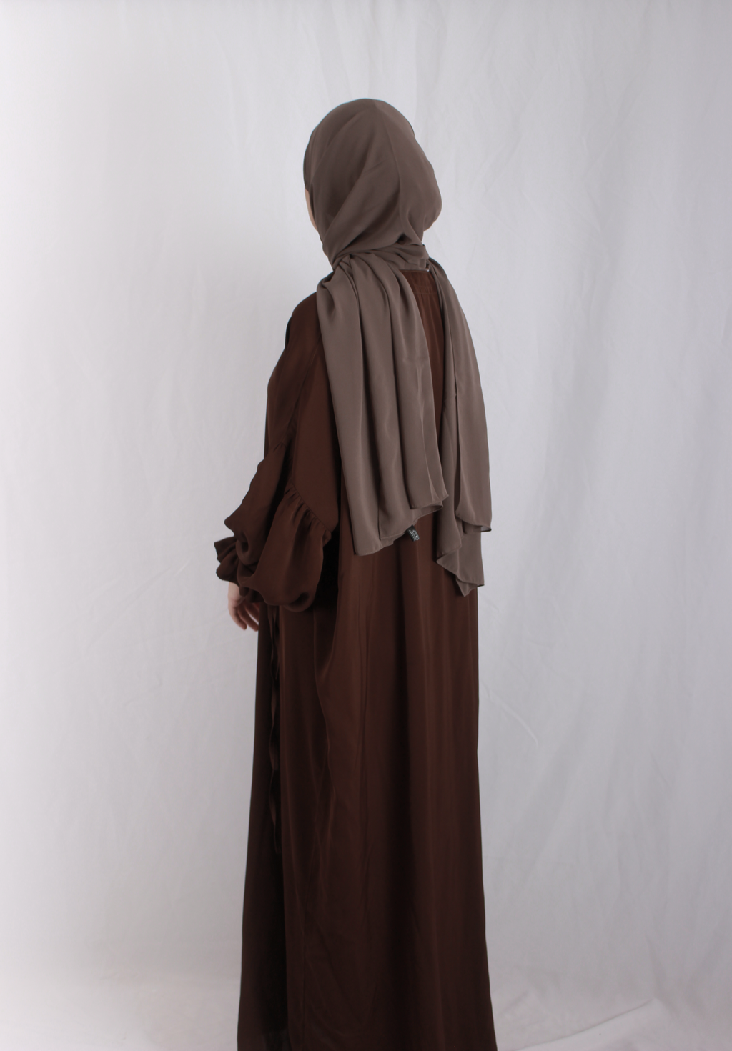 Brown Noor Tie Sleeve Abaya + Hijab