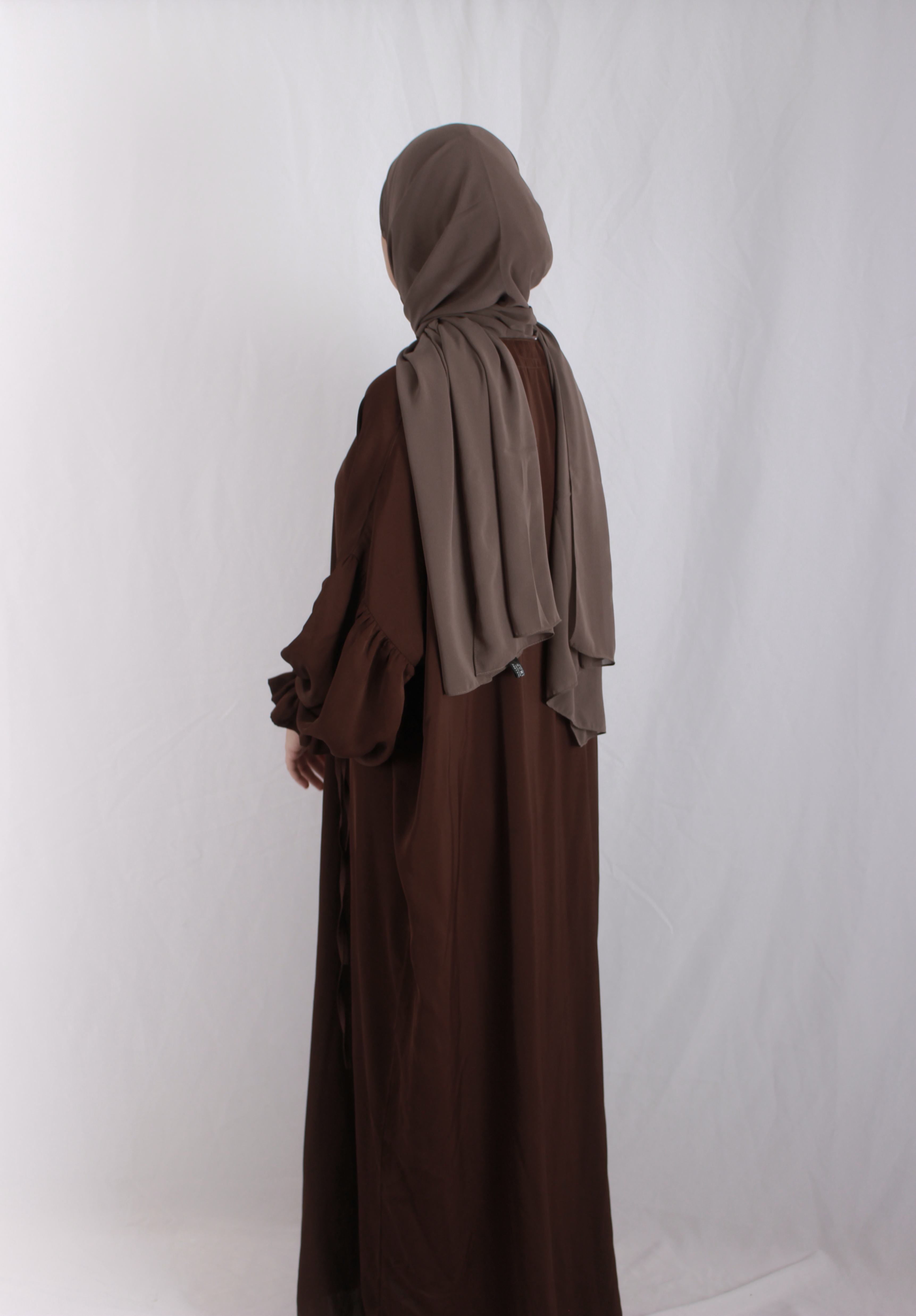 Brown Noor Tie Sleeve Abaya + Hijab