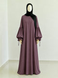 Noor Tie Sleeve Abaya - Purple