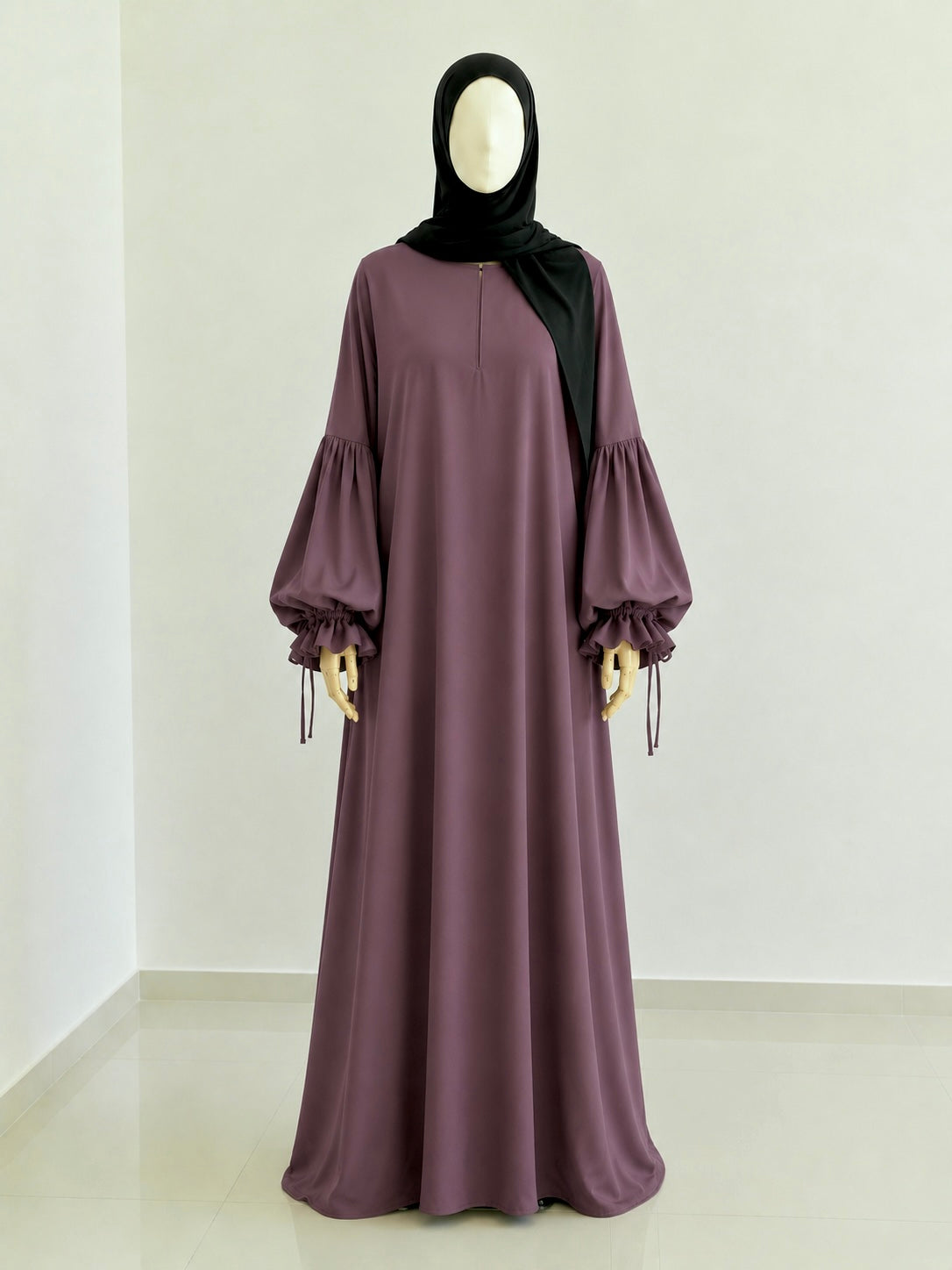 Noor Tie Sleeve Abaya - Purple