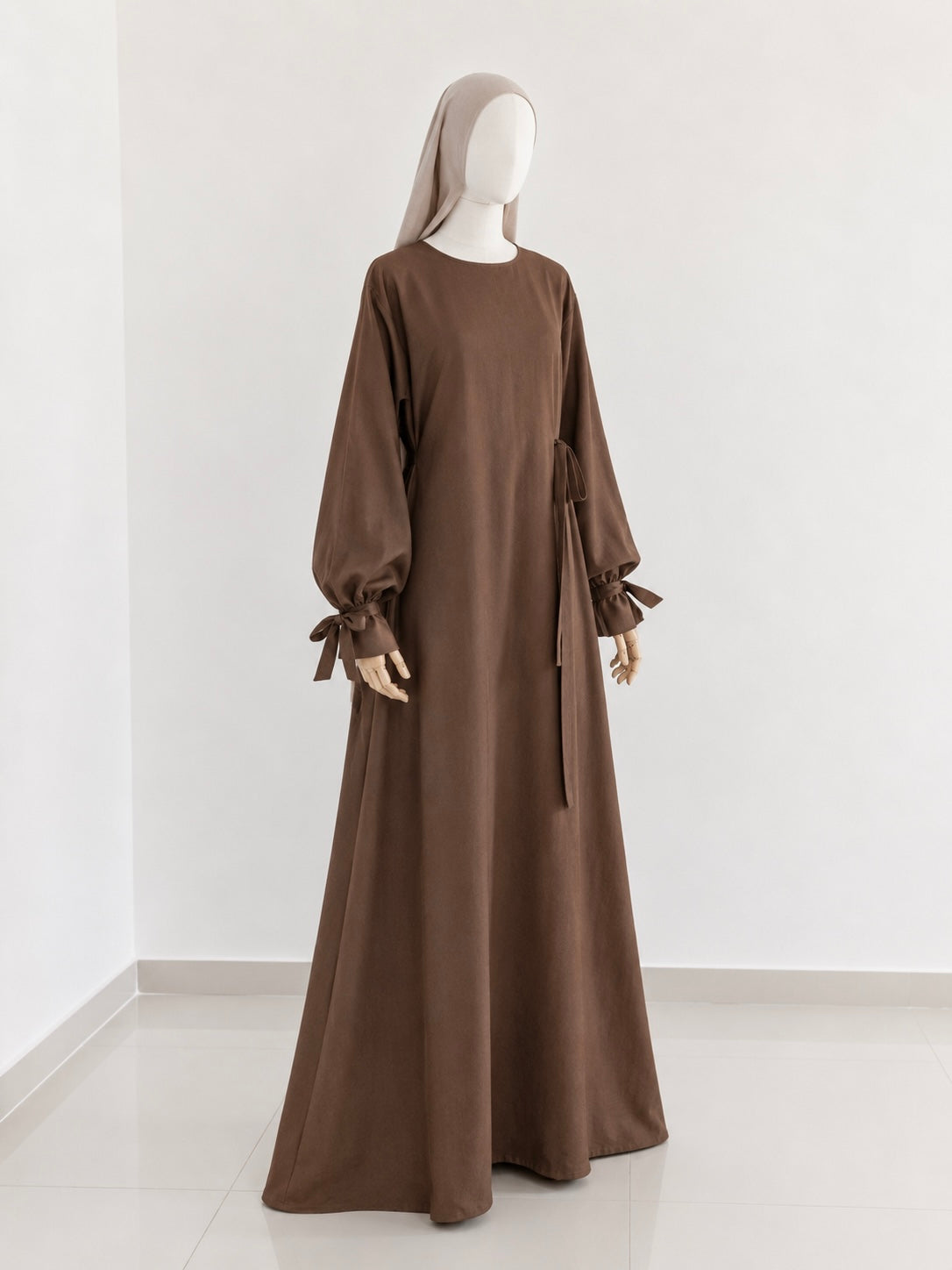 Linen Tie Sleeve Abaya