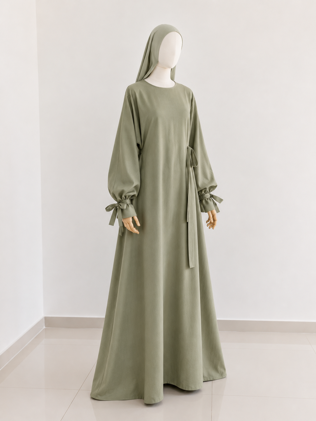 Linen Abaya in Sage Green