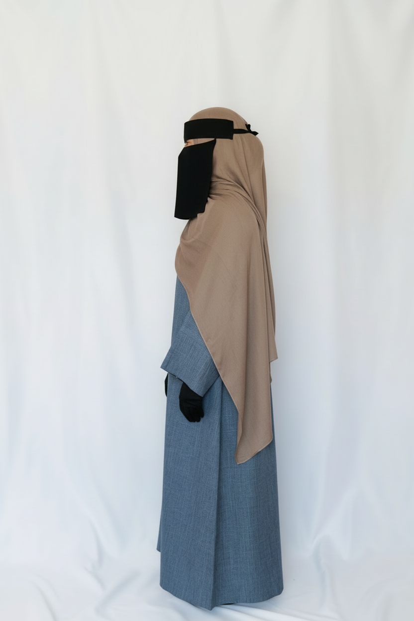 Kamila Abaya In Blue - 2 Pcs Open Abaya Set