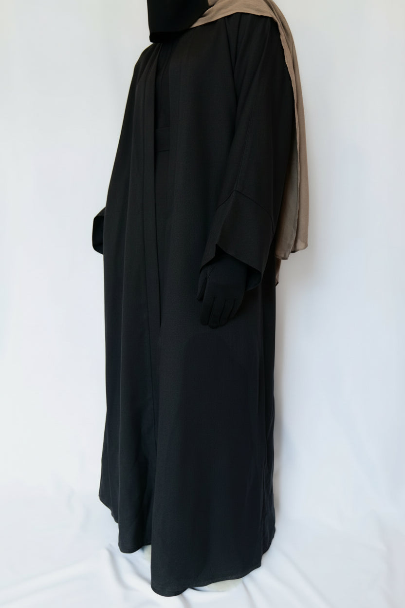 Kamila Abaya In Black - 2 Pcs Abaya Set