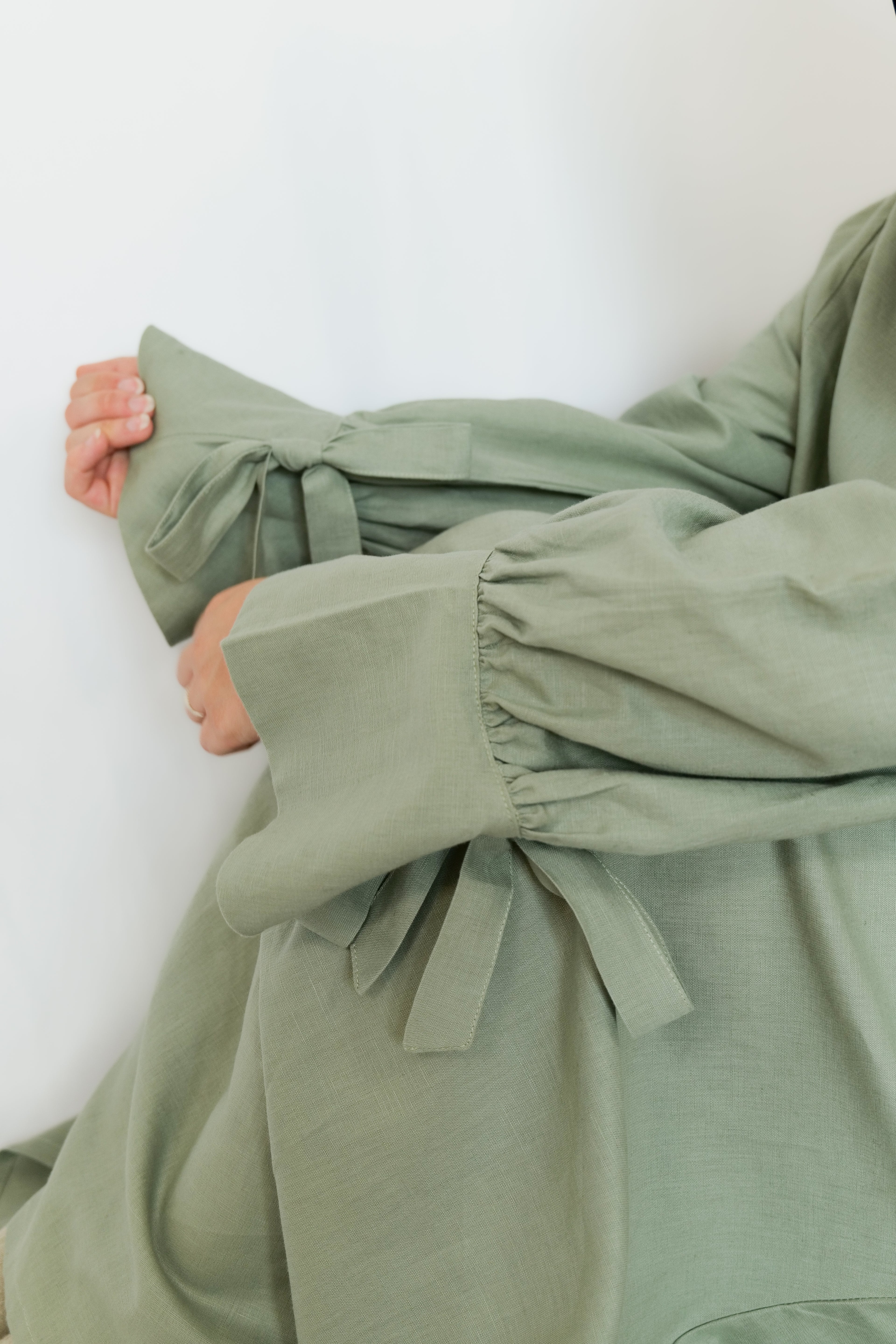Linen Abaya in Sage Green