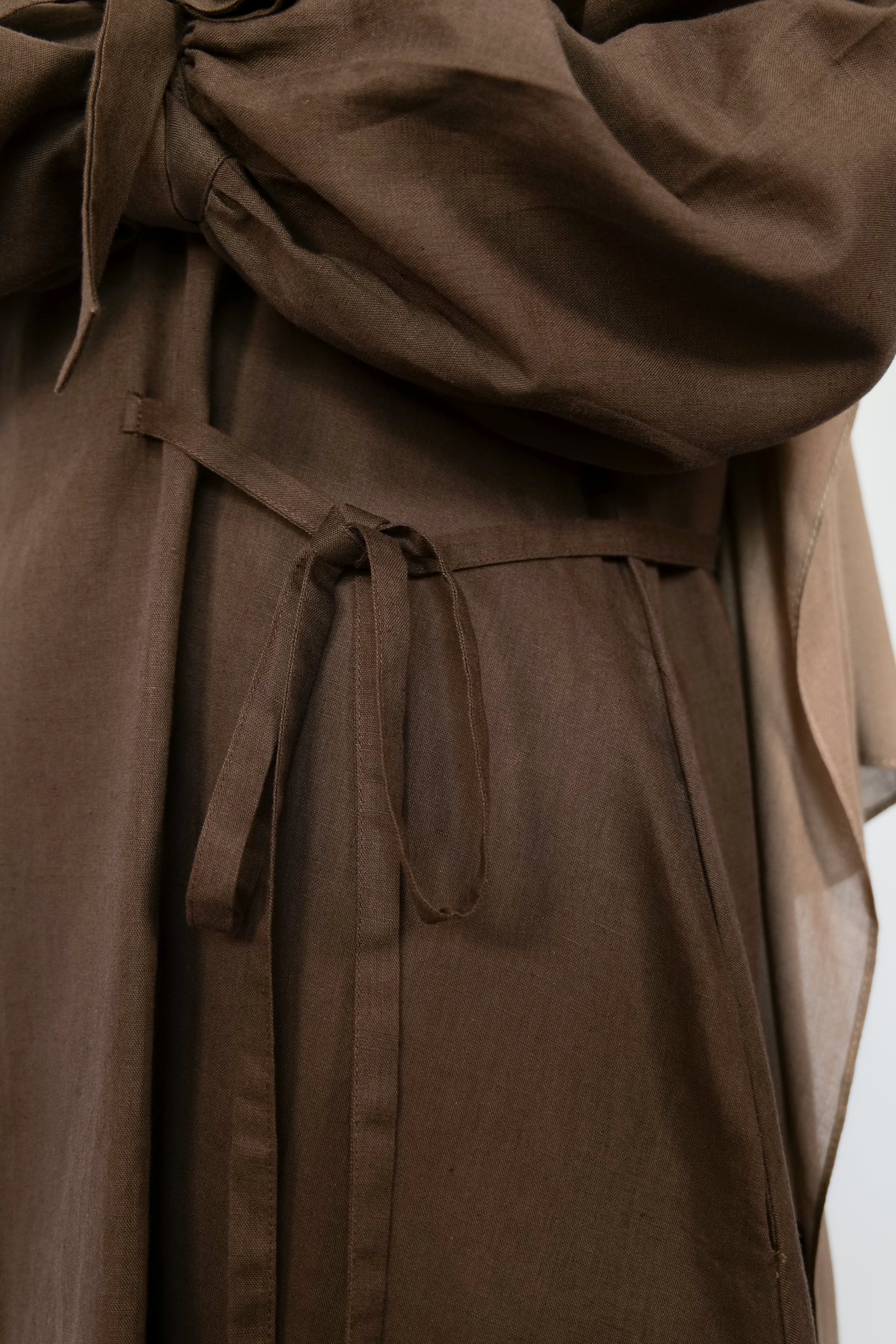 Linen Tie Sleeve Abaya