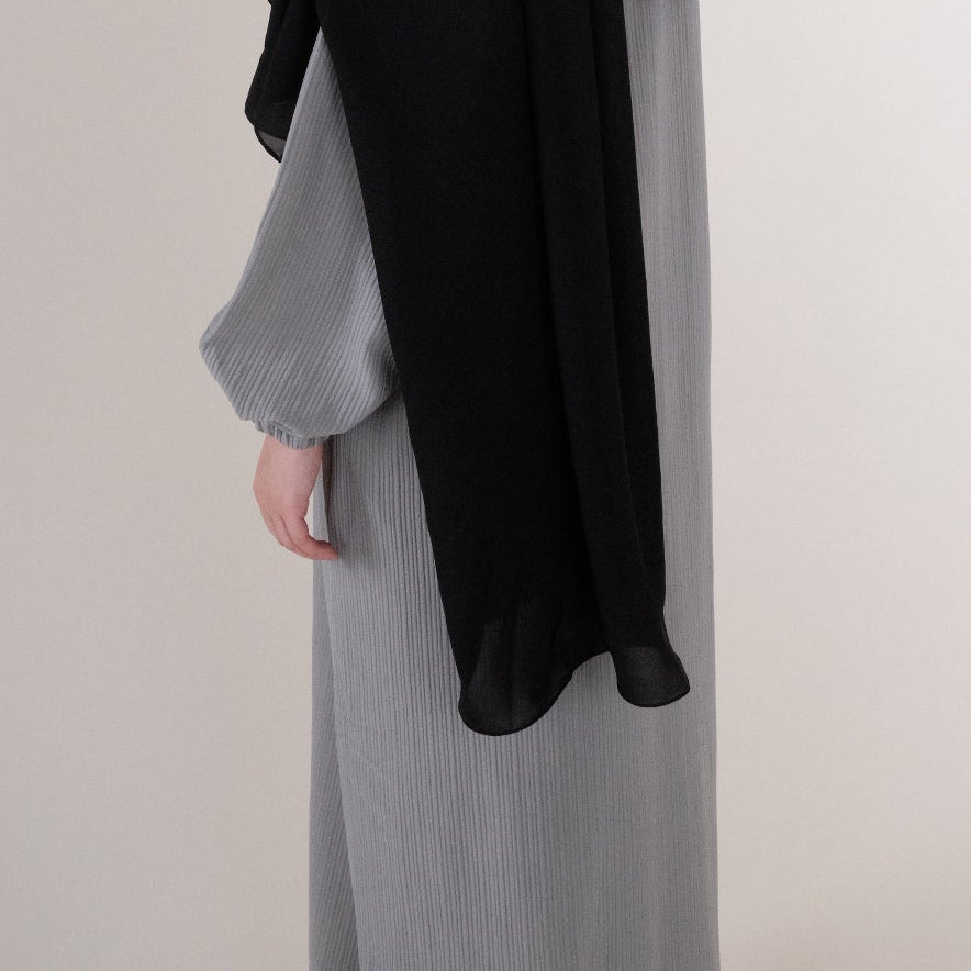 Light Grey Ribbed Abaya